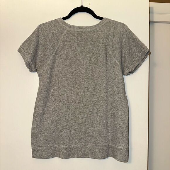 J. Crew Medium Short Sleeve Terry Lined Gray Anchor Womens Shirt EUC - Picture 5 of 10